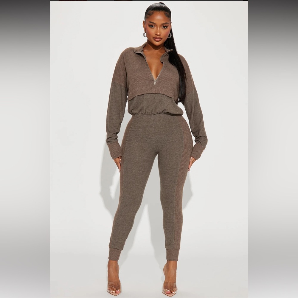 Fashion Nova Whole Again Jumpsuit in Brown